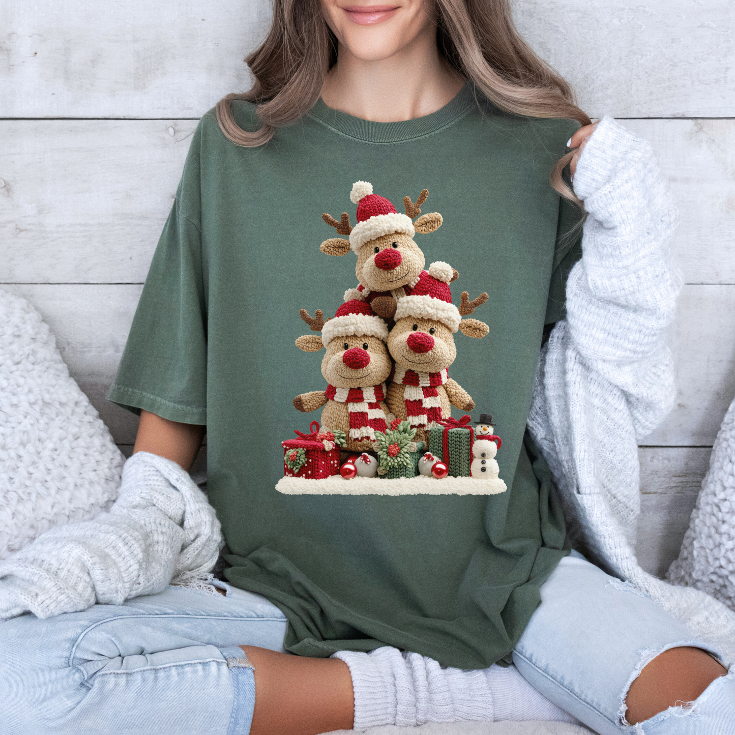 🦌✨ Cozy Reindeer Stack ✨🦌  100% Organic Cotton T-Shirt