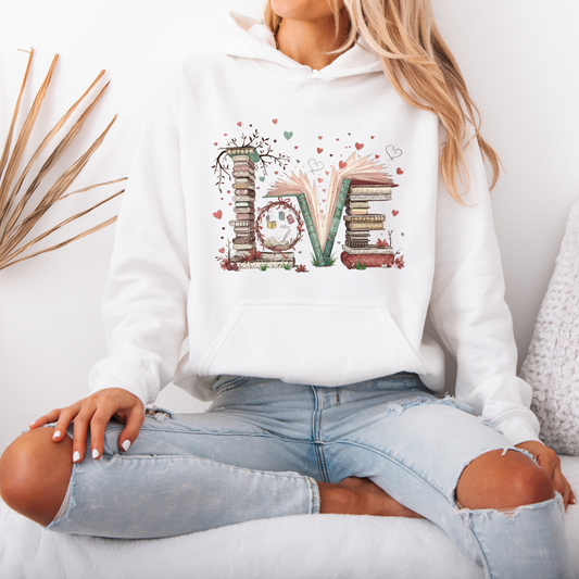 Book Lover “LOVE” Graphic Hoodie 📚❤️