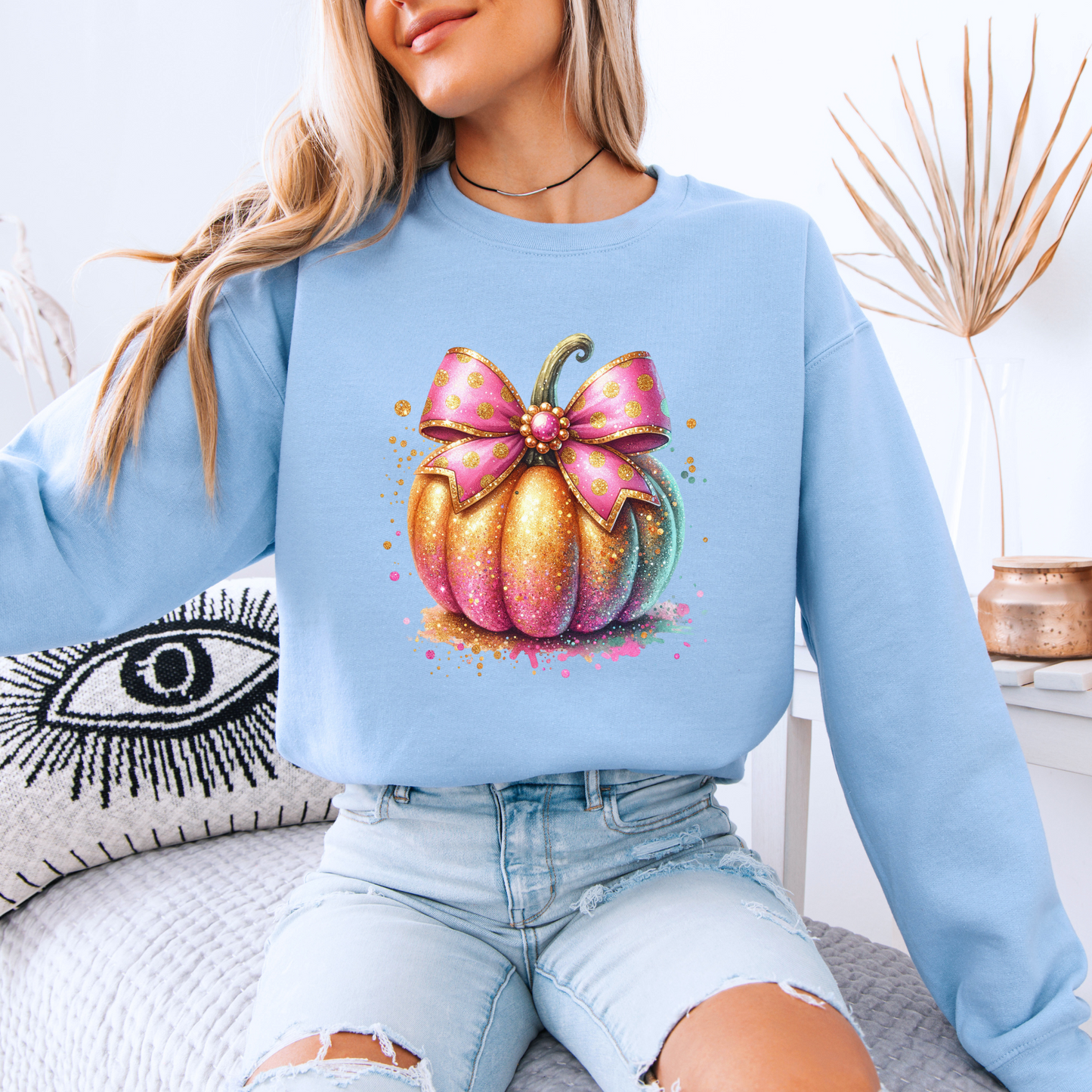 Glitter Pumpkin Organic Cotton Crewneck Sweatshirt