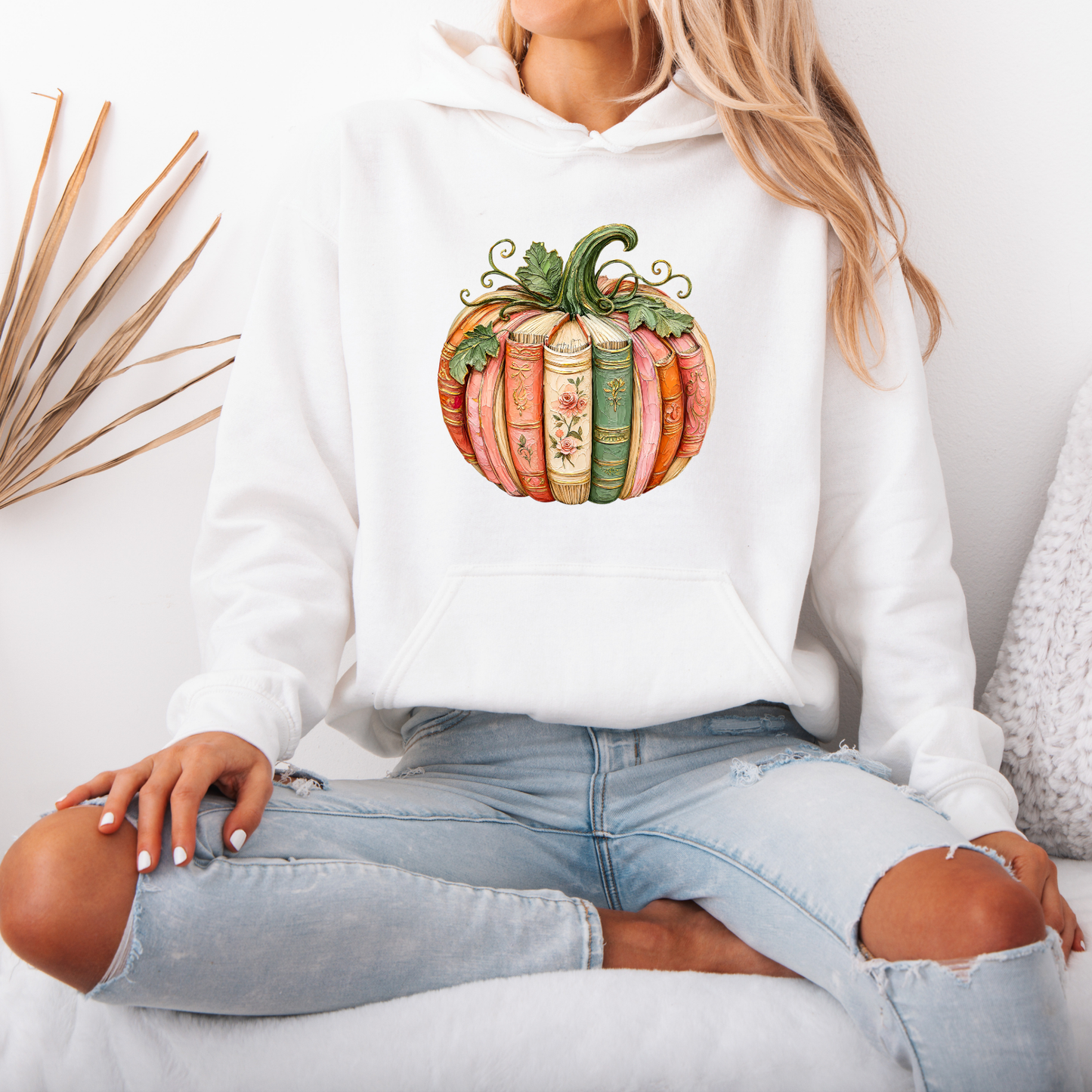 📚 Bookish Pumpkin Autumn Hoodie 🎃🌸