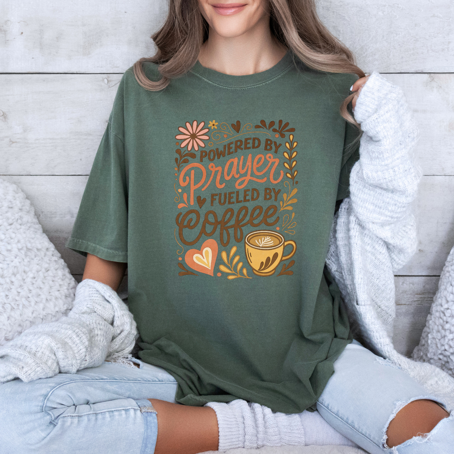 Powered by Prayer Fueled by Coffee T-Shirt ☕🙏💕