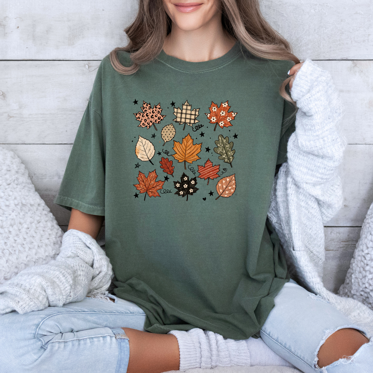 🍂✨ Whimsical Autumn Leaves T-Shirt 🍁🤎🌿