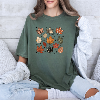 🍂✨ Whimsical Autumn Leaves T-Shirt 🍁🤎🌿