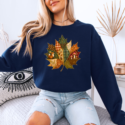 🍂🧵 Patchwork Autumn Leaf Soft Sweatshirt 🍁✨