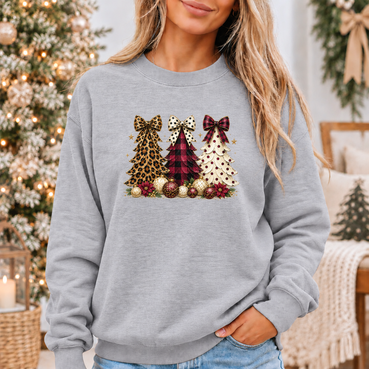 Christmas Trees & Pretty Bows 🎄🎀✨ Cosy Christmas Sweatshirt