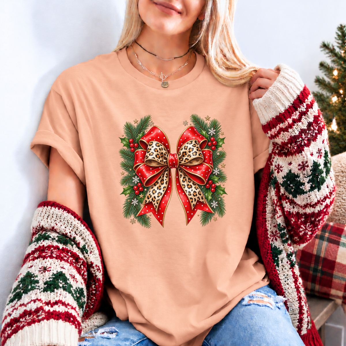 Wildly Merry Christmas Bow 🎀🎄✨ Organic Cotton Christmas T-Shirt