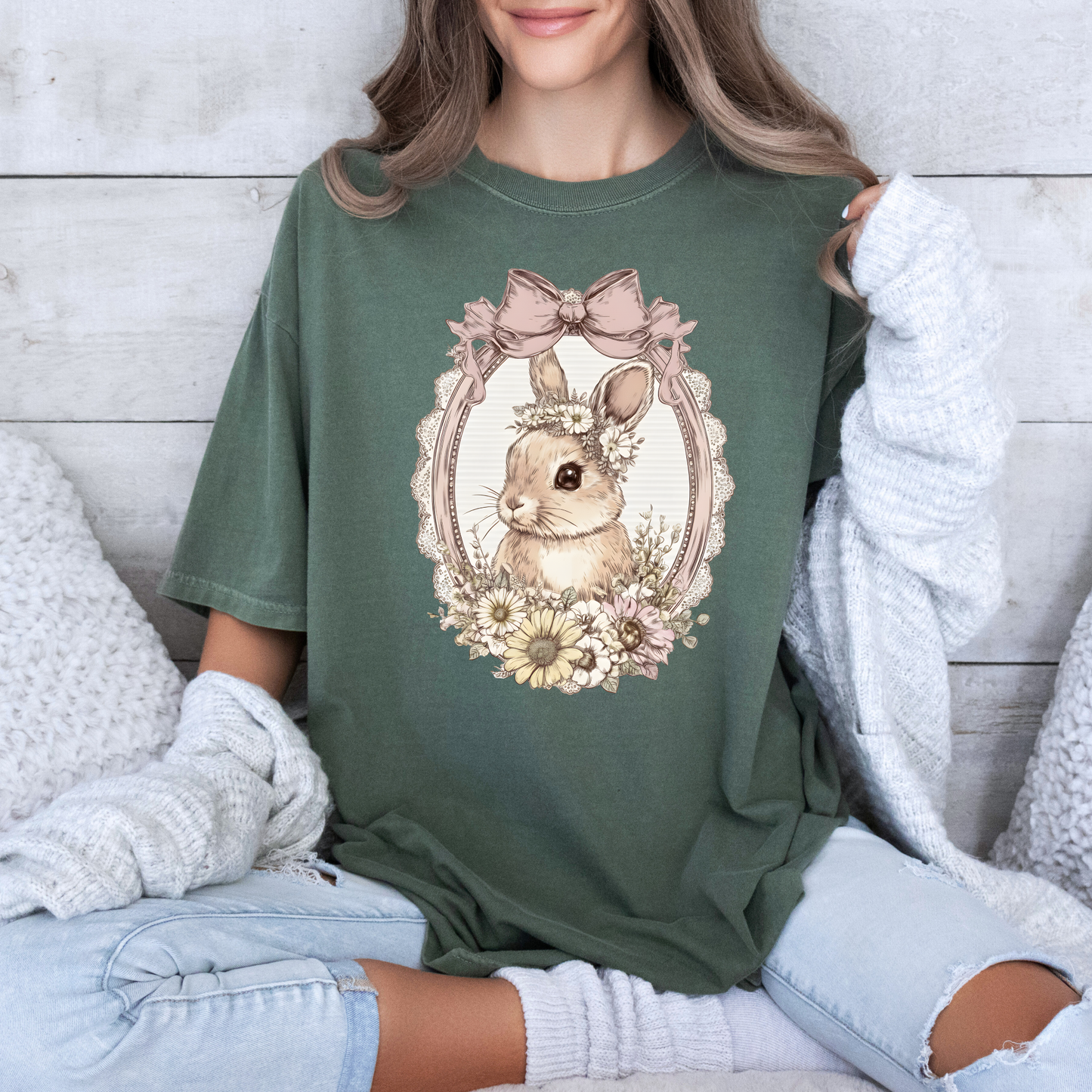 Cute Floral Bunny Bow Shirt 🐰🎀