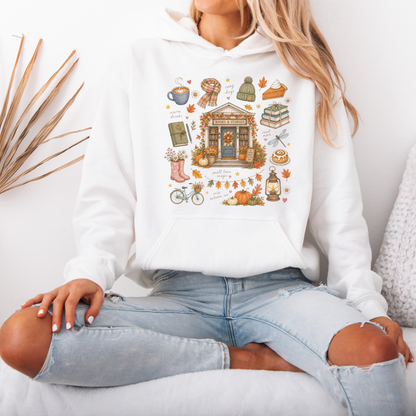 🍂📚 Autumn Bookshop  Premium Hoodie ☕✨