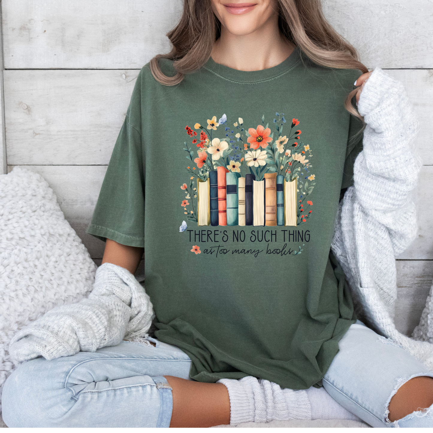 Blossoms and Books  T-shirt 100% Organic Cotton