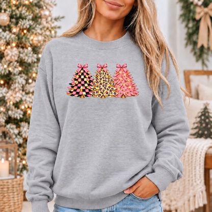 Pink, Wild & Bow-tiful Christmas Trees 🎀🎄✨ Cosy Christmas Sweatshirt