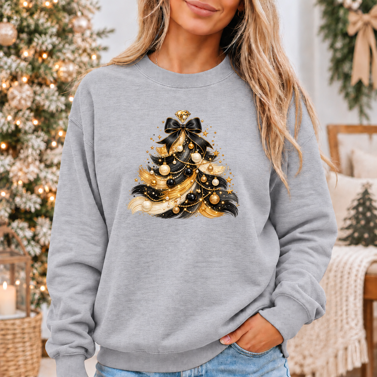 Midnight Glam Christmas Tree ✨🖤 Cosy Christmas Sweatshirt