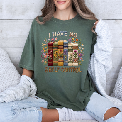 📚🌸 No Shelf Control Book Lover Floral 100% Organic Cotton T-Shirt