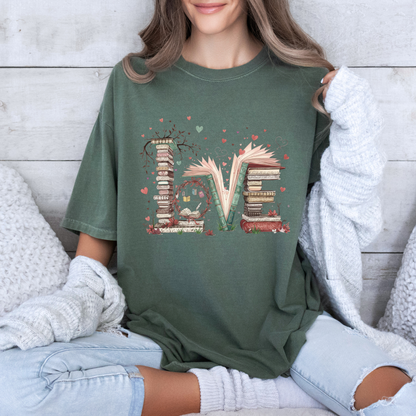 Literary Love Book Stack T-Shirt ✨