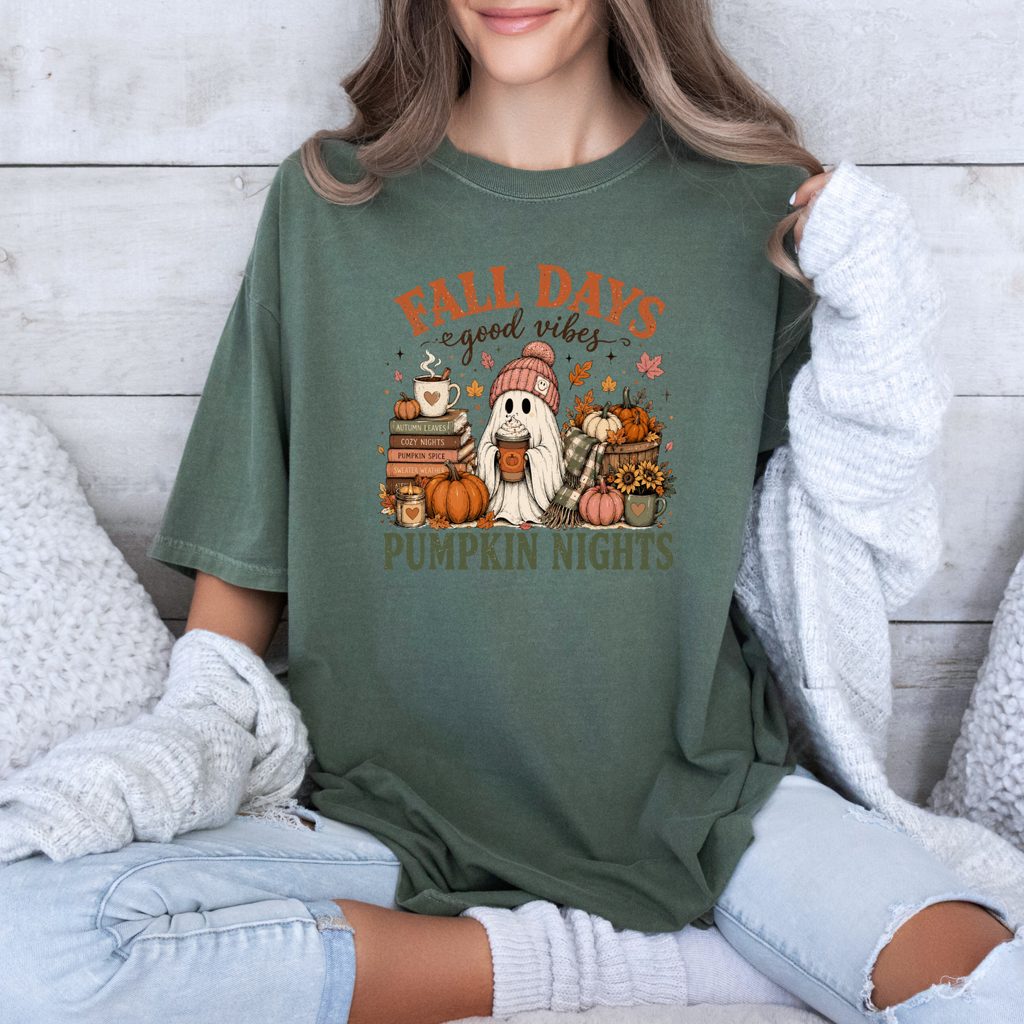 Fall Days & Pumpkin Nights Ghost T-Shirt 👻🎃🍂