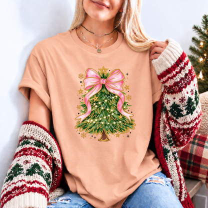 Pretty in Pink Christmas Magic 🎀🎄✨ Organic Cotton Christmas T-Shirt