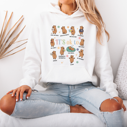 🩷 It's Ok To Be Different Capybara Hoodie 🌸✨