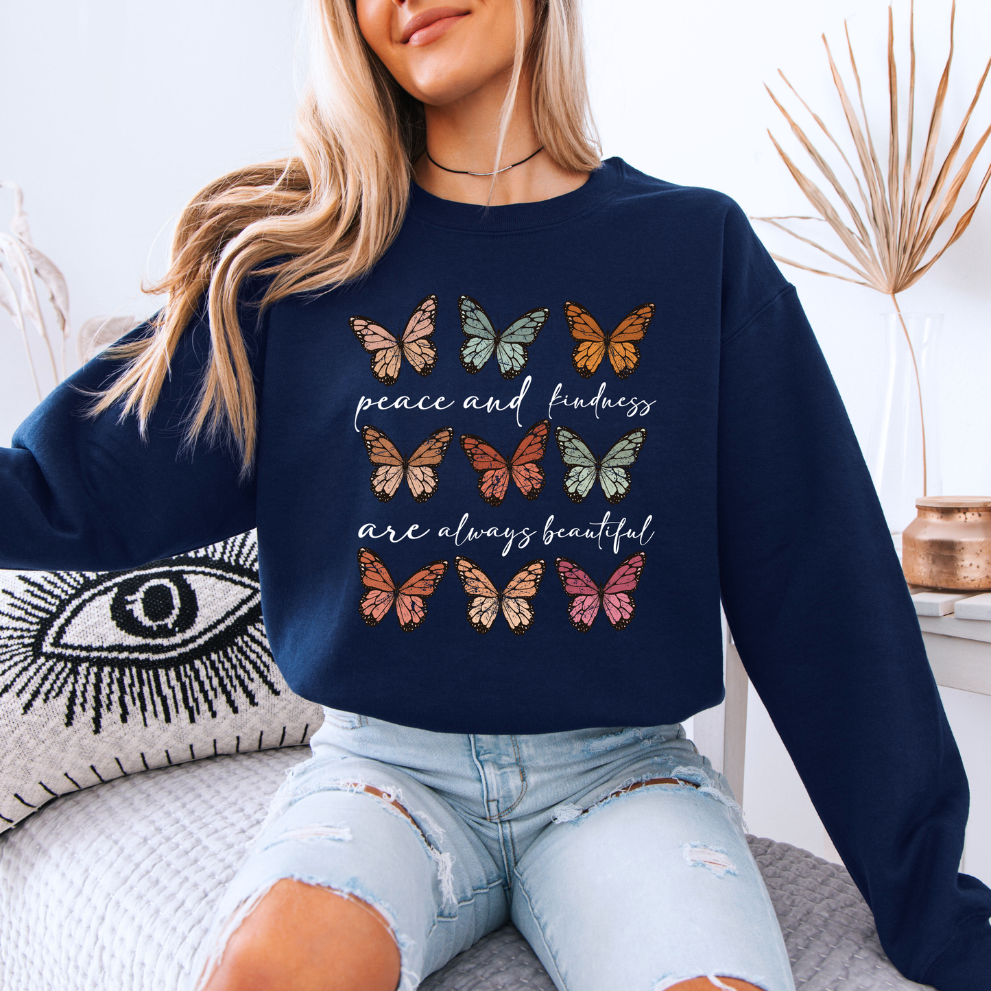 Peace & Kindness Butterfly Graphic Sweatshirt 🦋✨
