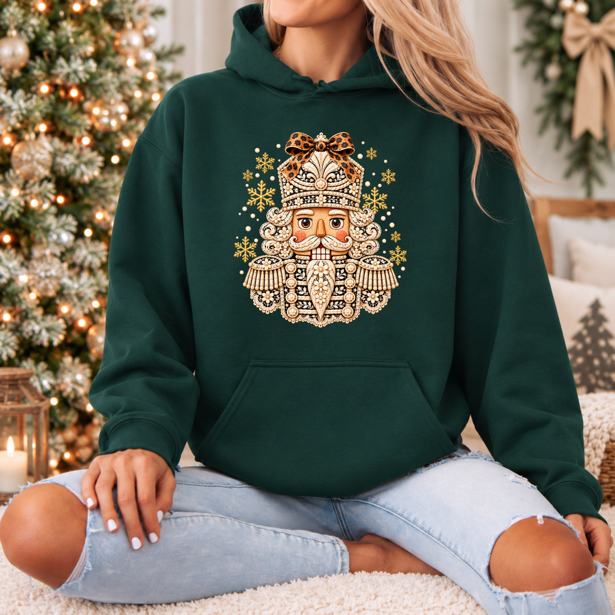 ✨ Golden Bloom Nutcracker❄️ Premium Christmas Hoodie