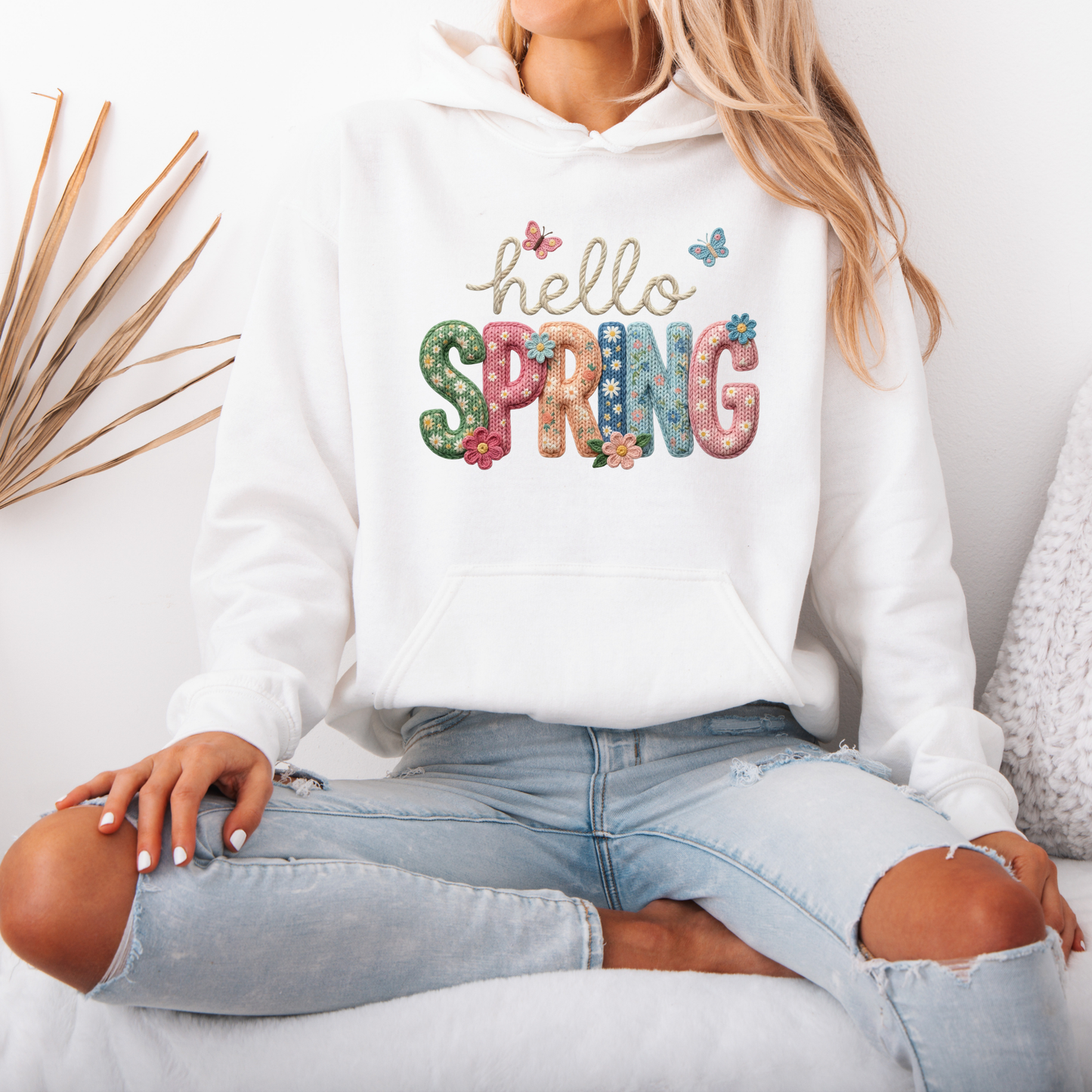 Hello Spring Floral Patch ✨Luxuriously Thick Hoodie✨ 🌸🦋