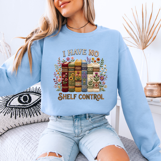 📚🌸 “No Shelf Control” Book Lover Floral Organic Cotton Sweatshirt✨