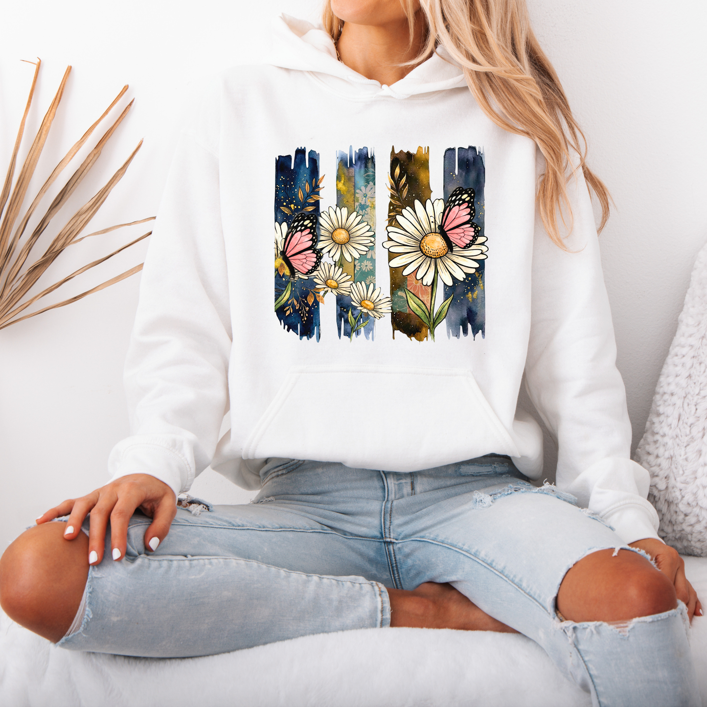Midnight Daisy Butterfly 🌙🦋 Luxuriously Thick Hoodie