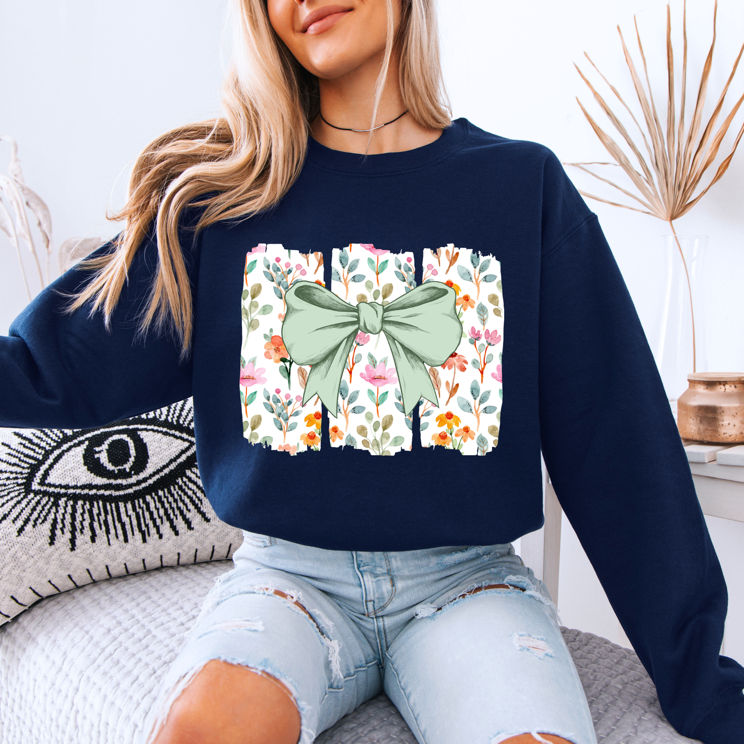 Floral Bow Sweatshirt 🌿🎀