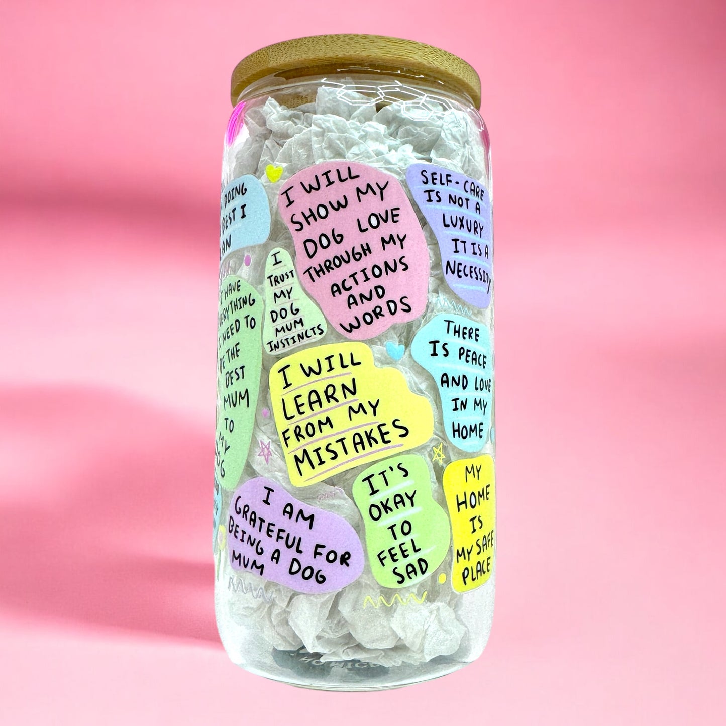🐶Dog Mum Daily Affirmations Glass Cup | 16oz 🐾✨