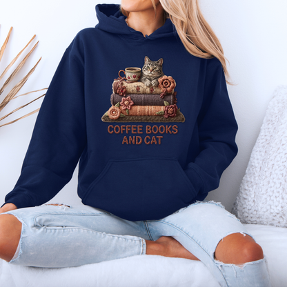 🧶✨Coffee, Books & Cat Cozy ☕📚🐱Luxuriously Thick Hoodie✨