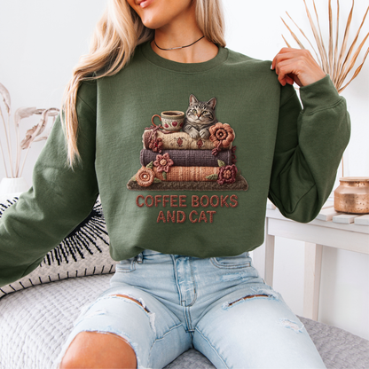 🧶✨ Coffee, Books & Cat Cozy ☕📚🐱
Organic Cotton Sweatshirt