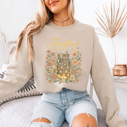 ✨🐞 Fireflies & Front Porch Nights Cozy Sweatshirt 🌙🌼💛