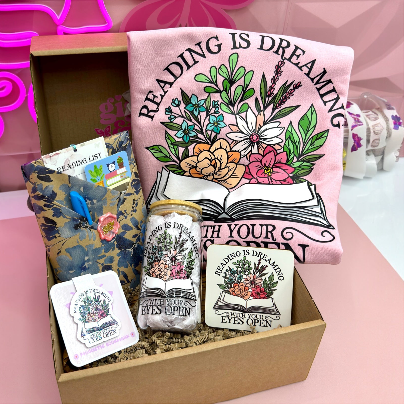 Reading Is Dreaming” Bookish Gift Box 🌸📚✨