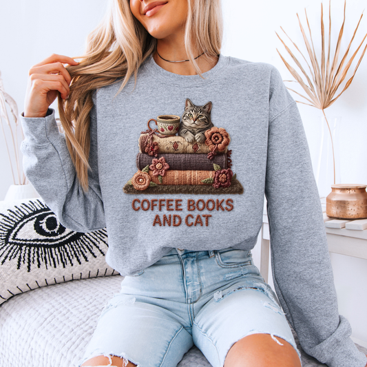 🧶✨ Coffee, Books & Cat Cozy ☕📚🐱
Organic Cotton Sweatshirt