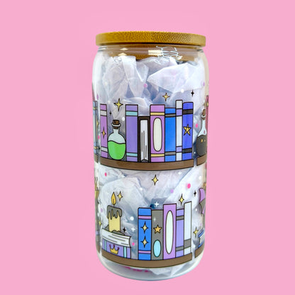 🐉✨Enchanted Bookshelf 16oz Glass Cup ✨📚