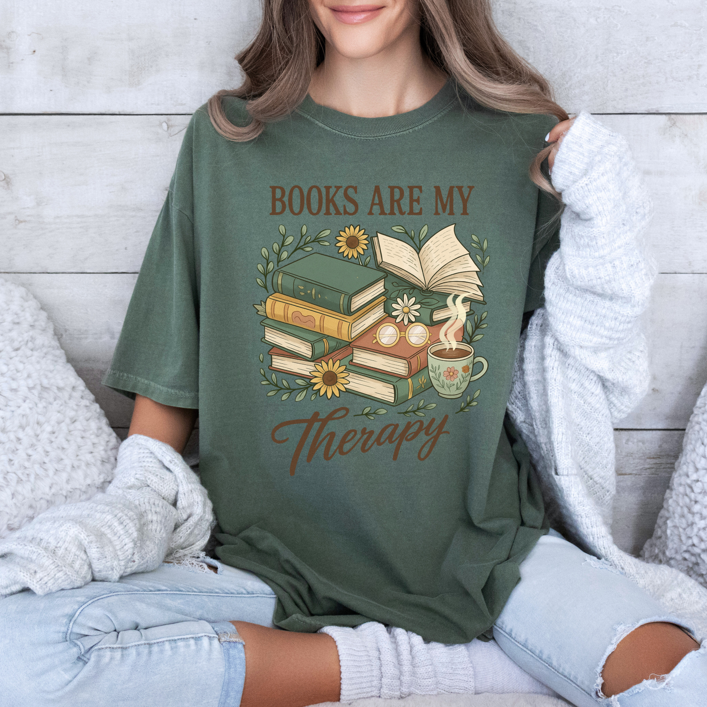 ☕ Cozy Reader Therapy 📖✨
100% Organic Cotton T-Shirt
