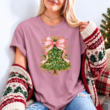 Pretty in Pink Christmas Magic 🎀🎄✨ Organic Cotton Christmas T-Shirt