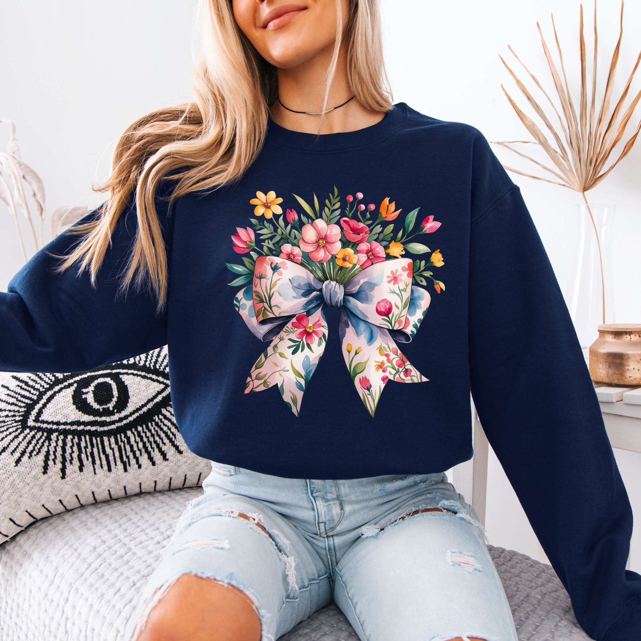 Spring Bow Cotton Sweatshirt