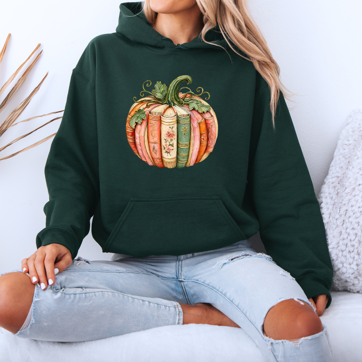 📚 Bookish Pumpkin Autumn Hoodie 🎃🌸