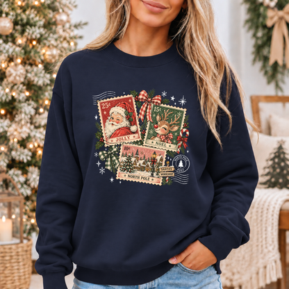 Vintage North Pole Post 🎅🏻🎄  Cosy Christmas Sweatshirt