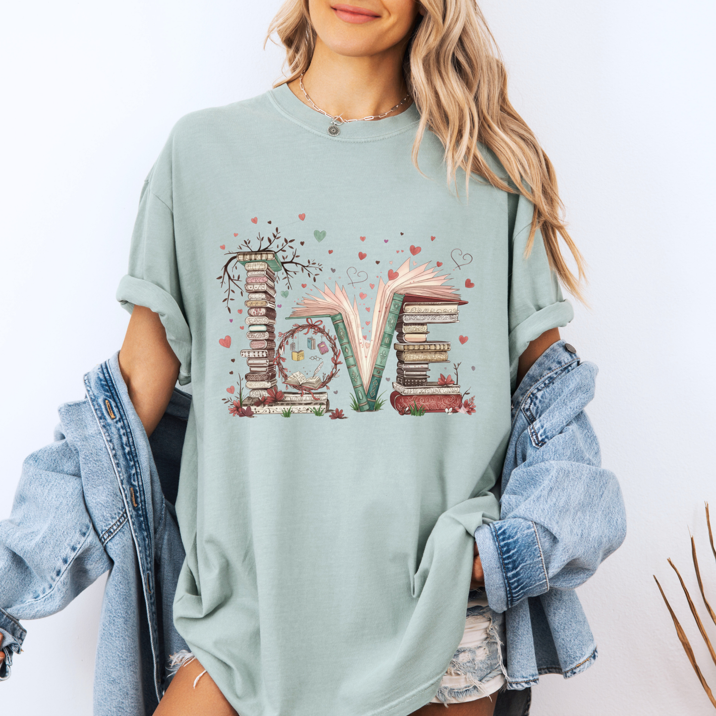 Literary Love Book Stack T-Shirt ✨