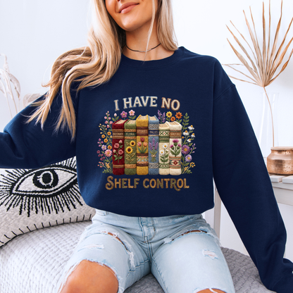 📚🌸 “No Shelf Control” Book Lover Floral Organic Cotton Sweatshirt✨