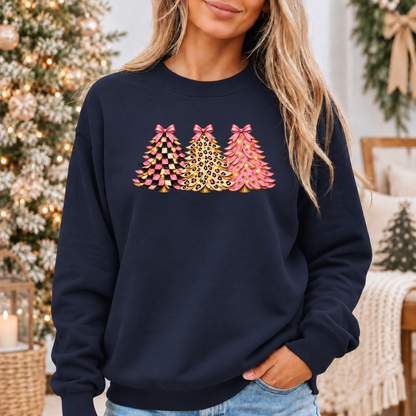 Pink, Wild & Bow-tiful Christmas Trees 🎀🎄✨ Cosy Christmas Sweatshirt