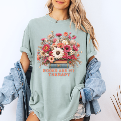 Books Are My Therapy📚🌸 t-shirt 100% Organic Cotton