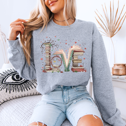 Book Lover “LOVE” Graphic Sweatshirt 📚❤️