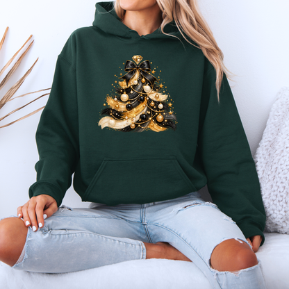 Midnight Glam Christmas Tree ✨🖤  Premium Christmas Hoodie