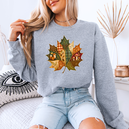 🍂🧵 Patchwork Autumn Leaf Soft Sweatshirt 🍁✨