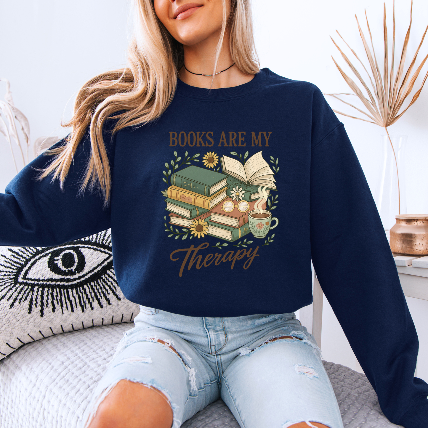 📖 Books Are My Therapy 💗 Organic Cotton Sweatshirt