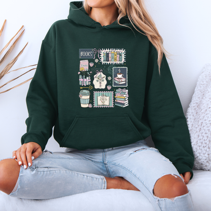 Luxurious Thick Cozy Book Lover Aesthetic Hoodie 📚☕🌿✨