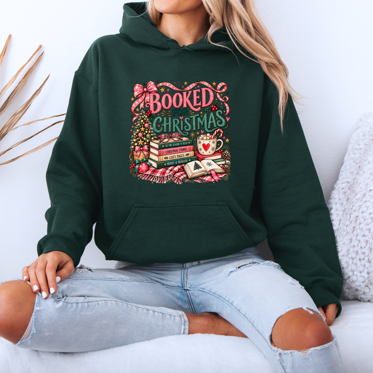 Booked for a Cosy Christmas 🎀📚🎄  Premium Christmas Hoodie