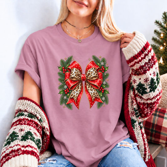 Wildly Merry Christmas Bow 🎀🎄✨ Organic Cotton Christmas T-Shirt