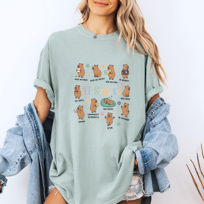 🌸 Cute Capybara Positive Vibes T-Shirt🐻 ✨